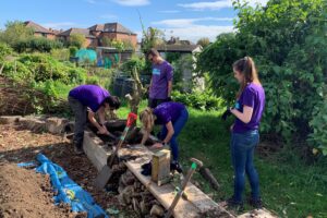 Restore's history since 1977. Volunteers at the allotments.